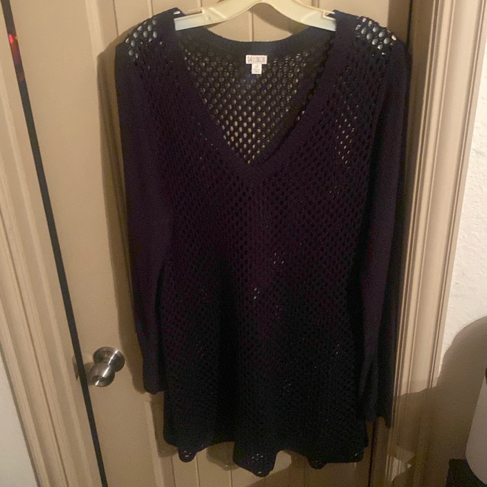 Nordstrom 14th and union net sweater in black sz 2x